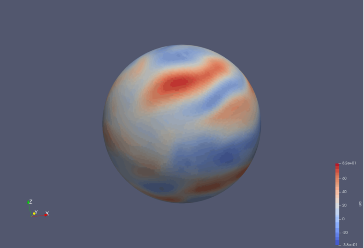 Photo: Figure 2. Global climate model produced during the hackathon by Saskia Trefethen on the Roadrunner team.